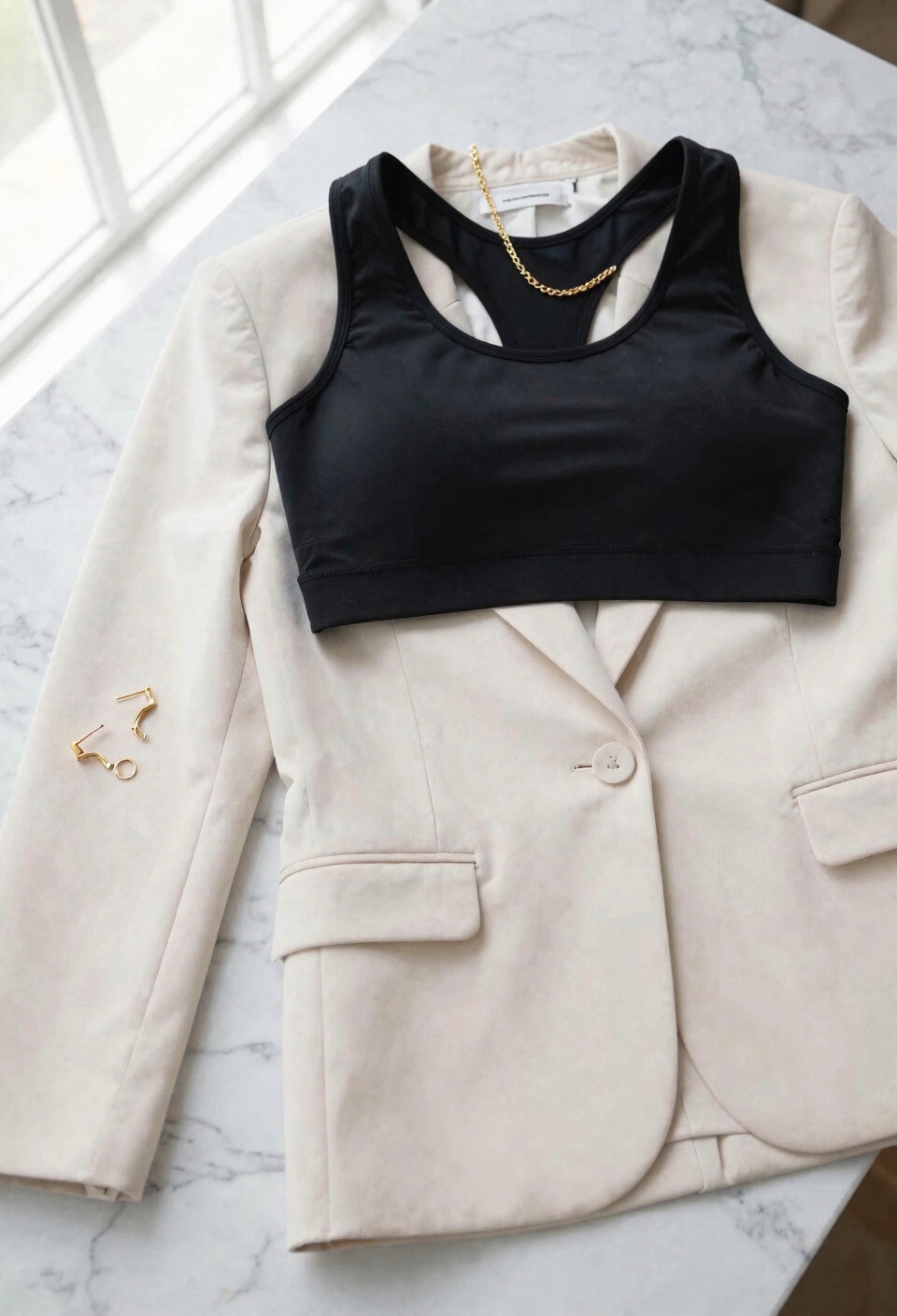 sports bra with blazer